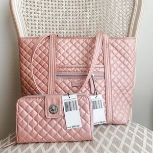 Vera Bradley Rose Quartz Small Vera Tote & RFID Turnlock Wallet